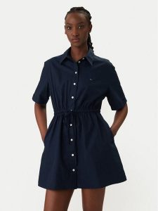 Tommy Jeans Sukienka koszulowa DW0DW20617 Granatowy Regular Fit. Niebieskie kombinezony Tommy Jeans, m, bez wzorów, z bawełny, bez kołnierzyka, bez ramiączek. Za 449,99 zł.