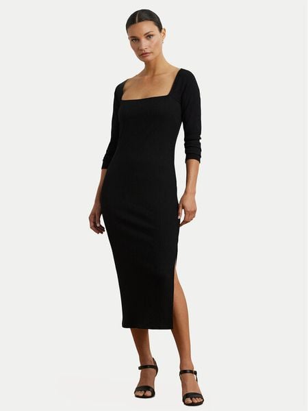LAUREN RALPH LAUREN Sukienka dzianinowa 200978539001 Czarny Slim Fit. Czarne sukienki Lauren Ralph Lauren, m, bez wzorów, z dzianiny, bez kołnierzyka, bez ramiączek. Za 559,99 zł.