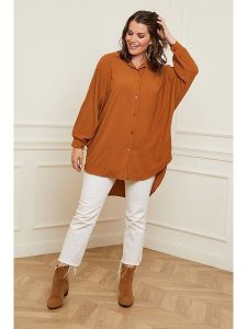 Curvy Lady Koszula w kolorze jasnobrązowym rozmiar: 48/50. Brązowe koszule Curvy Lady, bez wzorów, bez kołnierzyka, bez ramiączek. Za 114,17 zł.
