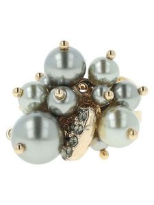 Otazu Pozłacany pierścionek z kryształami Swarovski i perłami rozmiar: onesize. Szare pierścionki Otazu, z kryształem, pozłacane. Za 113,99 zł.