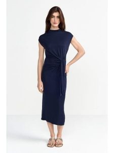 Rich & Royal Sukienka w kolorze granatowym rozmiar: XS. Niebieskie sukienki Rich & Royal, xs, bez wzorów, bez kołnierzyka, bez ramiączek, midi. Za 258,45 zł.