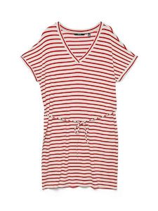 Vero Moda Sukienka w kolorze biało-czerwonym rozmiar: L. Białe sukienki Vero Moda, na co dzień, l, bez wzorów, z tkaniny, bez kołnierzyka, bez ramiączek, midi, proste. Za 107,95 zł.