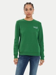Wrangler Bluza 112356509 Zielony Regular Fit. Zielone bluzy Wrangler, xs, bez wzorów, z bawełny, bez kaptura. Za 159,99 zł.