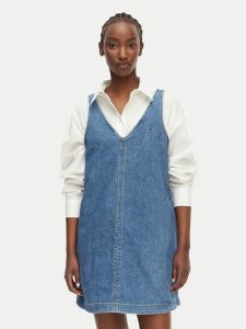 Tommy Jeans Sukienka jeansowa DW0DW22876 Niebieski Relaxed Fit. Niebieskie sukienki Tommy Jeans, xl, bez wzorów, z bawełny, bez kołnierzyka, bez ramiączek. Za 369,99 zł.