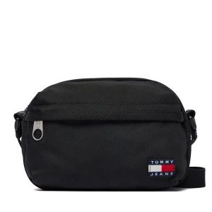 Torebka Tommy Jeans. Czarne listonoszki Tommy Jeans, bez wzorów, z jeansu, bez dodatków. Za 259,99 zł.