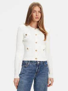 Guess Kardigan W5YR09 Z0130 Biały Regular Fit. Białe kardigany Guess, z syntetyku. Za 369,99 zł.