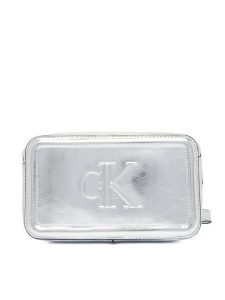 Calvin Klein Torebka Bold Ck Metallic Camera Bag LV04F3331G Srebrny. Szare torebki klasyczne Calvin Klein, bez wzorów, ze skóry, bez dodatków. Za 329,99 zł.