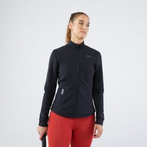 Kurtka tenisowa damska Artengo Soft Dry 900. Czarne kurtki ARTENGO, l, bez wzorów, z elastanu, bez kaptura. Za 129,99 zł.