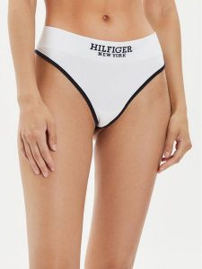 Tommy Hilfiger Stringi UW0UW05219 Biały. Białe stringi TOMMY HILFIGER, bez wzorów, z bawełny. Za 139,99 zł.