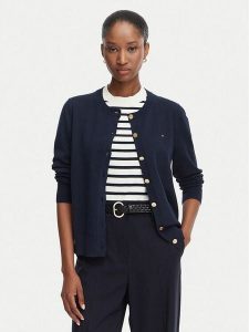 Tommy Hilfiger Kardigan Cable Fine WW0WW42370 Granatowy Regular Fit. Niebieskie kardigany TOMMY HILFIGER, z syntetyku. Za 489,99 zł.