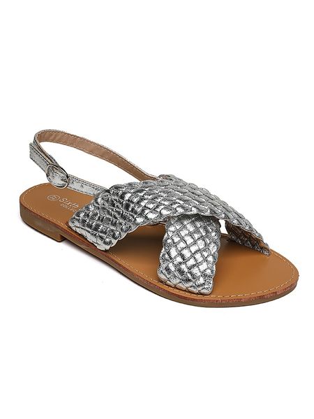 Sixth Sens Sandały w kolorze srebrnym rozmiar: 37. Szare sandały Sixth Sens, bez wzorów, z otwartym noskiem, bez obcasa, bez zapięcia. Za 69,75 zł.