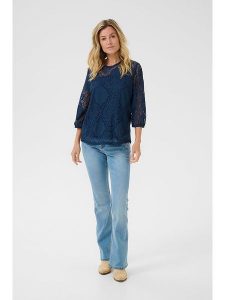 Cream Bluzka w kolorze granatowym rozmiar: 38. Niebieskie bluzki Cream, bez wzorów, bez kołnierzyka, bez ramiączek. Za 113,63 zł.