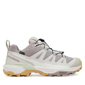 Trekkingi Salomon. Czerwone buty sportowe Salomon, bez wzorów, z gore-texu, bez zapięcia, trekkingowe, gore-tex. Za 479,99 zł.