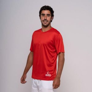 Koszulka VIBOR-A Kait dla dorosłych. Czerwone bluzki VIBORA, bez wzorów, klasyczne, bez kołnierzyka, bez ramiączek. Za 162,99 zł.