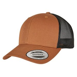 Dwukolorowa Czapka Trucker Retro. Brązowe czapki FLEXFIT, bez wzorów, retro. Za 57,99 zł.
