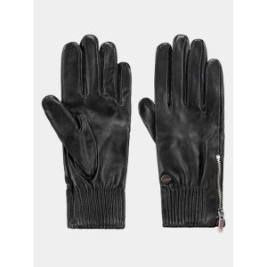 Rękawiczki Damskie Barts Bailee. Czarne rękawiczki Barts, na zimę, bez wzorów, ze skóry. Za 269,00 zł.