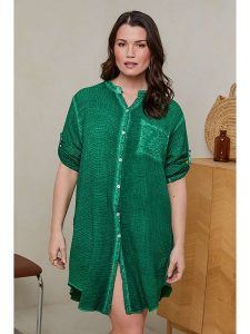 Curvy Lady Sukienka w kolorze zielonym rozmiar: 48/50. Zielone sukienki Curvy Lady, na co dzień, bez wzorów, z bawełny, klasyczne, bez kołnierzyka, bez ramiączek, mini, proste. Za 96,60 zł.