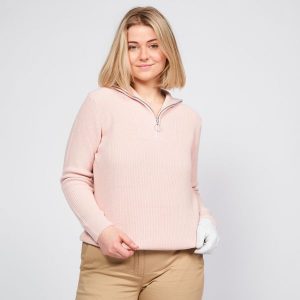 Sweter do golfa damski Inesis MW500. Czerwone golfy INESIS, bez wzorów, z bawełny. W wyprzedaży za 99,99 zł.