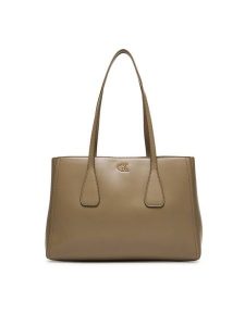 Calvin Klein Torebka Ck Medium Work Tote LV04F3442G Beżowy. Brązowe torebki klasyczne Calvin Klein, bez wzorów, ze skóry, bez dodatków. Za 649,99 zł.