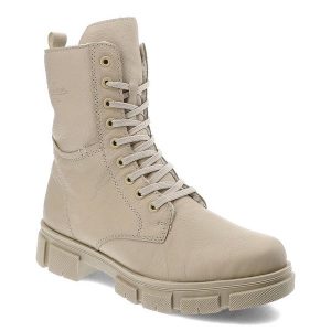Beżowe Botki Rieker Damskie Stylowe Obuwie. Brązowe botki Rieker, na jesień, bez wzorów, z syntetyku, bez obcasa, na obcasie, bez zapięcia. Za 339,00 zł.