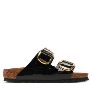 Klapki Birkenstock. Czarne klapki Birkenstock, bez wzorów, bez obcasa. Za 474,99 zł.