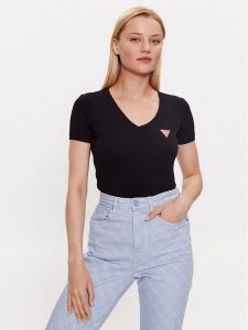 Guess T-Shirt W2YI45 J1314 Czarny Slim Fit. Czarne t-shirty Guess, s, z aplikacjami, z bawełny, bez kołnierzyka, bez ramiączek. Za 129,99 zł.