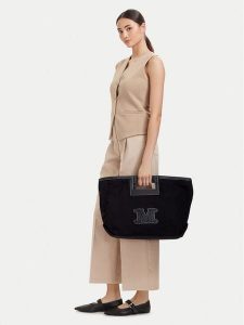 Max Mara Beachwear Torebka 2616511039650 Czarny. Czarne shopper bag Max Mara Beachwear, bez wzorów, z bawełny, bez dodatków. Za 716,99 zł.