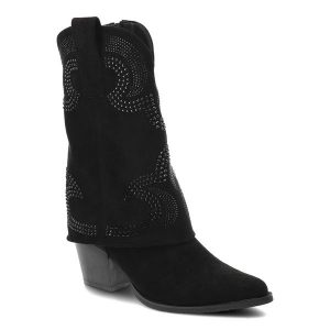 Czarne Kozaki S.Barski Eleganckie Kowbojki Damskie. Czarne kozaki S.BARSKI, z aplikacjami, bez obcasa, na obcasie, bez zapięcia. Za 229,00 zł.