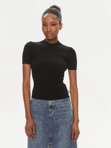 Hugo Bluzka Sarpharim 50514269 Czarny Slim Fit. Czarne bluzki Hugo, s, bez wzorów, z wiskozy, bez kołnierzyka, bez ramiączek. Za 349,99 zł.