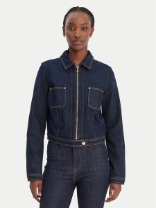 Guess Kurtka jeansowa W6RN76 D6881 Granatowy Regular Fit. Niebieskie kurtki Guess, xxl, z aplikacjami, z bawełny, bez kaptura. Za 589,99 zł.