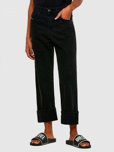 Diesel Clothes Dżinsy "D-Reggy" - Straight fit - w kolorze czarnym rozmiar: W28. Czarne jeansy Diesel Clothes, z aplikacjami, ze skóry, z podwyższonym stanem. Za 225,70 zł.
