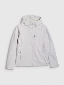 4F Kurtka softshell wiatroodporna membrana 10000 damska - szara XS. Szare kurtki 4f, l, bez wzorów, z dzianiny, z kapturem. W wyprzedaży za 219,99 zł.