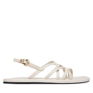 Sandały Tommy Hilfiger. Białe sandały TOMMY HILFIGER, bez wzorów, bez obcasa, na płaskiej podeszwie, bez zapięcia. Za 449,99 zł.