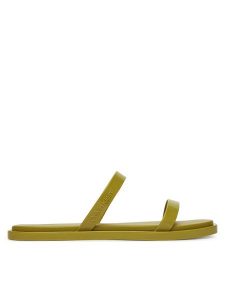 Calvin Klein Klapki Double Bar Slide - Jelly HW0HW02417 Zielony. Zielone klapki Calvin Klein, bez wzorów, z tworzywa sztucznego, bez obcasa. Za 149,99 zł.