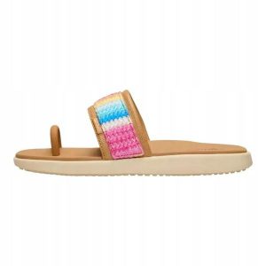 HeyDude Damskie Klapki Maui Breeze Toe Loop. Brązowe klapki Hey Dude, bez wzorów, z materiału, bez obcasa. Za 199,00 zł.