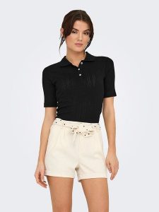 JDY Koszulka polo w kolorze czarnym rozmiar: XS. Czarne bluzki JDY, xs, bez wzorów, z bawełny, bez kołnierzyka, bez ramiączek. Za 35,10 zł.