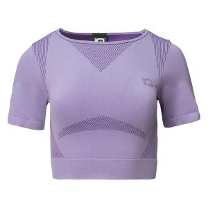 T-shirt Damski Cropped Ingel. Fioletowe t-shirty IQ, bez wzorów, bez kołnierzyka, bez ramiączek. Za 151,99 zł.