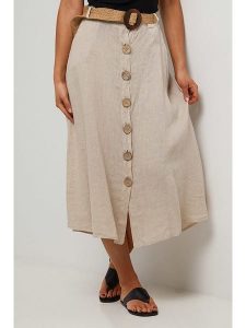 Le Monde du Lin Spódnica w kolorze beżowym rozmiar: 38/40. Brązowe spódnice Le Monde du Lin, bez wzorów, z bawełny, klasyczne, midi. Za 152,99 zł.