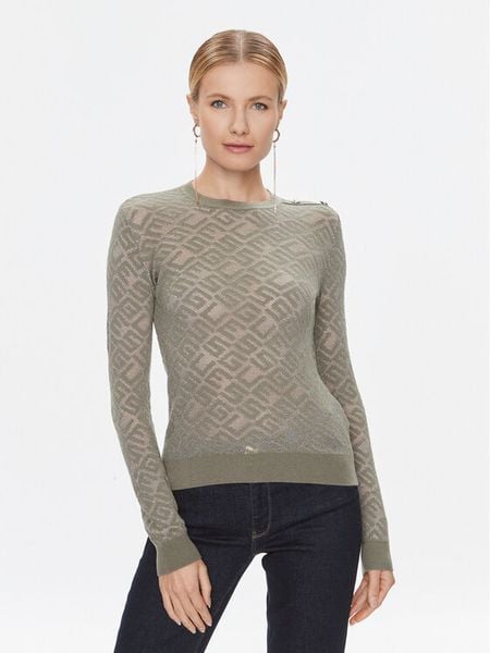 Guess Sweter W4RR28 Z3C90 Zielony Regular Fit. Zielone swetry klasyczne Guess, l, z syntetyku, bez kołnierzyka. Za 599,99 zł.