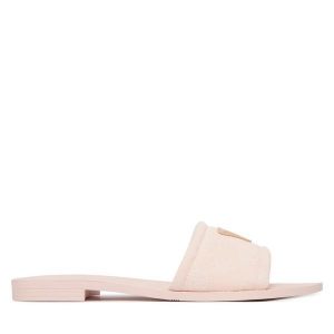 Klapki Guess. Czerwone klapki Guess, z aplikacjami, bez obcasa. Za 162,99 zł.