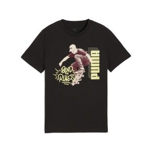 Młodzieżowa koszulka MID90s z grafiką PUMA Black. Czarna bluzki Puma, m, bez wzorów, młodzieżowe, bez kołnierzyka, bez ramiączek. Za 65,99 zł.