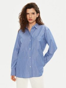 Tommy Hilfiger Koszula WW0WW45612 Niebieski Relaxed Fit. Niebieskie koszule TOMMY HILFIGER, bez wzorów, z bawełny, bez kołnierzyka, bez ramiączek. Za 299,99 zł.
