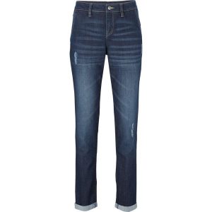 "Dżinsy ""komfort-stretch"" Boyfriend". Niebieskie jeansy bonprix, z aplikacjami, z jeansu. Za 97,99 zł.