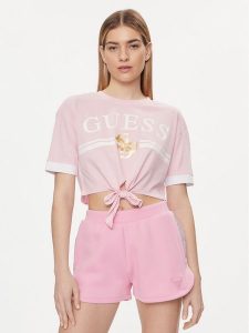 Guess T-Shirt V4GI00 I3Z14 Różowy Boxy Fit. Czerwone t-shirty Guess, xl, z aplikacjami, z bawełny, bez kołnierzyka, bez ramiączek. Za 189,99 zł.