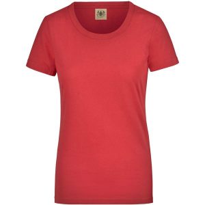 Glemo damska koszulka krótki rękaw, 100% bawełna, czerwona. Czerwone bluzki YB SPORTS, bez wzorów, z bawełny, eleganckie, bez kołnierzyka, bez ramiączek. Za 129,99 zł.