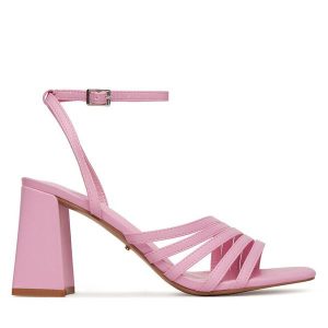 Sandały DeeZee. Czerwone sandały DeeZee, bez wzorów, bez obcasa, na słupku, bez zapięcia. Za 64,99 zł.