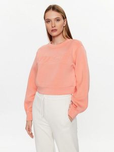 Guess Bluza V3BQ15 K7UW2 Koralowy Regular Fit. Pomarańczowe bluzy Guess, xl, z aplikacjami, z wiskozy, bez kaptura. Za 379,99 zł.