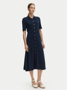 Tommy Hilfiger Sukienka codzienna WW0WW48776 Niebieski Regular Fit. Niebieskie sukienki TOMMY HILFIGER, na co dzień, l, bez wzorów, z bawełny, bez kołnierzyka, bez ramiączek, proste. Za 649,99 zł.