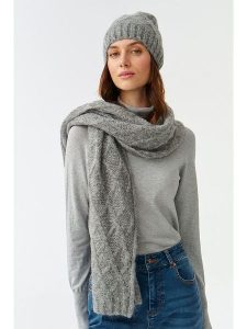 TATUUM Szal w kolorze szarym - 170 x 42 cm rozmiar: onesize. Szare szaliki Tatuum, bez wzorów, z wełny. Za 95,99 zł.