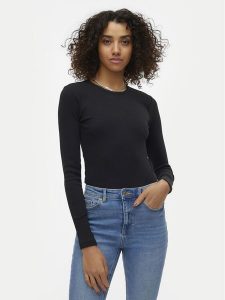 Vero Moda Bluzka Chloe 10306897 Czarny Slim Fit. Czarne bluzki Vero Moda, xxl, bez wzorów, z bawełny, bez kołnierzyka, bez ramiączek. Za 99,99 zł.